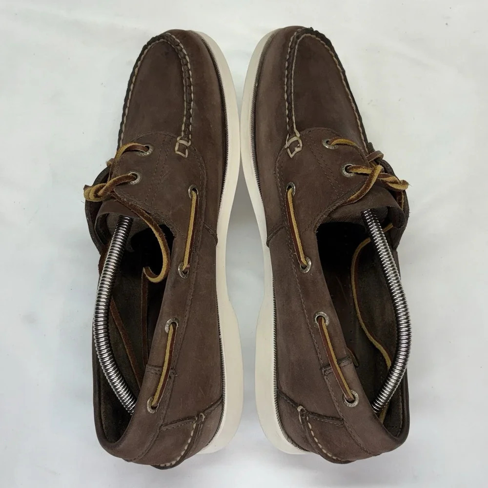 LL Bean Casco Bay Leather Boat Shoes Mens US 10.5‎ D Brown Moccasin Loafers